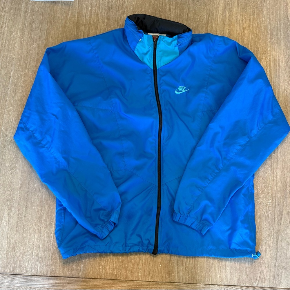 Vintage 90’s Nike Full Zip Windbreaker Jacket/Blue Aqua-Size Large *READ*